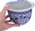 DOITOOL Blue and White Ceramic Planter - 6.7 in Pot with Drainage & Saucer - Image 4