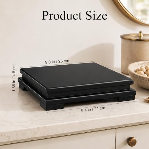 Cabilock Wooden Display Stand - 9.5 inch Square Wood Display Base Square Vase Riser Farmhouse Riser Decorative Pedestal Stand for Buddha Statue Jewelry Figurine Risers Plant Stand Flower Pot - Image 2
