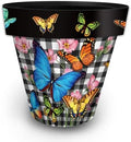Briarwood Lane Spring Planter 14" x 15" x 15" Checkered Butterflies Large for Spring Planter by BriarwoodLane