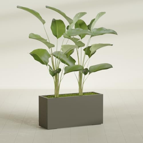 Greenline Leo Tall Rectangular Fiberglass Planter, Outdoor Planter Box - Image 4