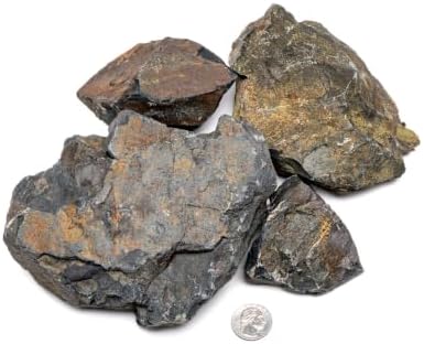 SubstrateSource Natural Aquarium Stones - Angular Dark Brown & Rust-Toned Decorative Rocks w/Layered Texture - Freshwater Aquascaping, Betta Fish Tank, Reptile Enclosure, Hermit Crab - Ancient, 5 LB by SubstrateSource