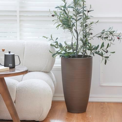 Heavy-Duty Plastic Plant Pots For Outdoor, Wooden Grain Finish Large Indoor Planter For Succulent,Roses,African,Violets,Pothos,Snake Plants,Flowers and Cactus Garden Decorations Planters Gift Choose - Image 2