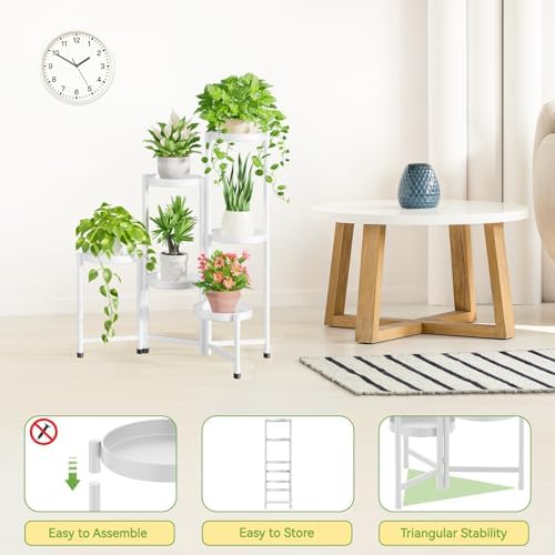 iDavosic.ly Plant Stand Indoor Outdoor, 6 Tier Metal Corner Shelf, White - Image 5