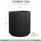 Heyzier Round Concrete Planter Outdoor Indoor, Large Cement Plant Pots for Flowers (Vertical Black, 12 inch) - Image 2