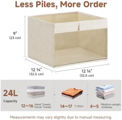 StorageWorks Closet Organizer Bins with Clear Window, Beige, 12.75x12.75x9 - Image 2