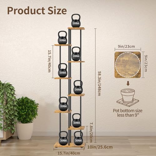 LASZOLA Plant Stand Shelf Tall for Indoor Corner, 7 Tier Wood Brown - Image 3