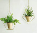 RISEON Set of 2 Boho Brass Gold Geometric Metal Plant Hanger,Hanging Plant Pot, Modern Planter, Mid Century Plant Holder, Minimalist Planter for Indoor Outdoor Home Wedding Decor (Gold) by RISEON