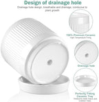 Vanavazon 6 Inch Glazed Ceramic Plant Pots with Drainage Hole and Saucer, Cylinder Indoor Planters for All House Plants, Modern Decor for Home & Office, Set of 2 (White) - Image 3