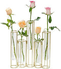 Hinged Flower Vases with 5 Test Tubes Glass Flower Vase with Metal Stand Can be Bent and Contorted Propagation Station Plant Display Holder Set for Home Wedding Décor by Radefasun