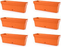 Mintra Garden Window Box Planters Set, Bulk Plastic Rectangular Planter Boxes for Indoor & Outdoor Plants, Long Flower Garden Pots for Window, Patio, Balcony, Porch & Decor – 6 Pack, Orange by Mintra