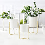 HASMI Plant pots Set of 3 Ceramic Flower pots with Metal Rack Desktop Flower Vases Planters for Succulents Home Gardening Decoration Without Hole Flower Pots (Color : E) - Image 5