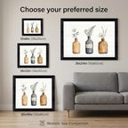 Framed Canvas Wall Art Vintage Apothecary Bottles Wildflowers Amber Sage and Charcoal Canvas Print Poster Black Frame Wall Decor for Kitchen Bathroom Minimalist Art, Nature Print - Inch 24x36 - Image 3