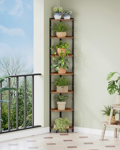 Hzuaneri Corner Shelf Stand 7-Tier Corner Bookshelf Storage Standing Shelf - Image 4