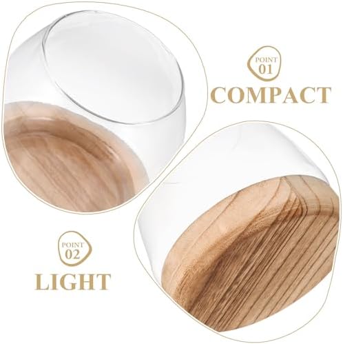 Glass Hydroponic Flower Pot with Wooden Base for Herbs and Plants, Modern Water Rooting Station with Elegant Bowl Design, for Dorm or Home Desk Plant Decor - Image 3