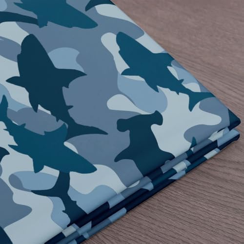 Shark Fabric By The Yard, Camouflage Upholstery Fabric for Chairs, Ocean Wildlife Animal Decorative Fabric for Quilting Sewing Clothing, DIY Art Gift Waterproof Fabric, Blue, 5 Yards - Image 7