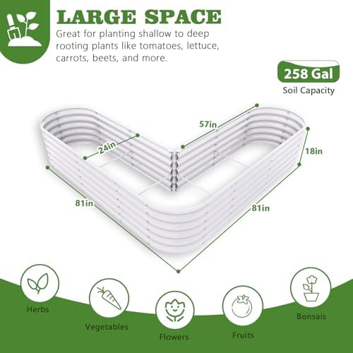 Anleolife 2-Bed 81x81in Heart-Shaped Raised Garden Beds, Antique White - Image 2