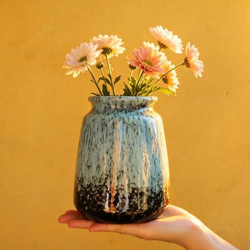 Ceramic Vase Set of 3, Small Rustic Flower Vases for Home Decor, Mint Green - Image 3