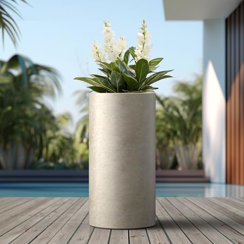 Kante Weathered Concrete Planter 27.8" Tall All-Weather Round Large Pot - Image 3