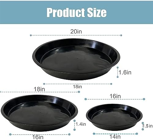 Plant Saucer 16 18 20 Inch, 6 Pack Heavy Duty Large Plant Tray for Planter Pot, Plastic Flower Pot Saucers Drip Water Trays for Indoors and Outdoors - Image 2