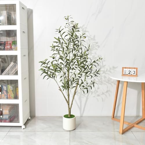 Timoo Faux Olive Tree Olive Trees Artificial Indoor with White Planter (5 FT) - Image 6