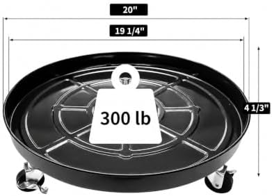 20" Metal Rolling Plant Caddy with Wheels, Outdoor, 1-Pack Black - Image 3