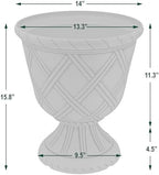 Arcadia Garden Products PL61BG Lattice Plastic Garden Urn, Classic Decorative Garden Pot Planter for Indoor and Outdoor Plants, Beige - Image 4