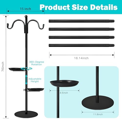 Shepherds Hooks for Outdoor, 76 Inch Bird Feeder Stand - Image 2