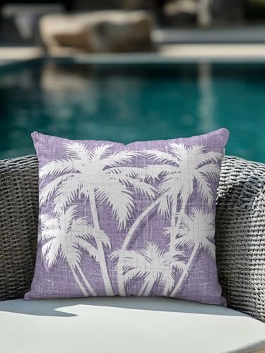 Coastal Palm Tree 18x18 Waterproof Outdoor Throw Pillow with Insert, Tropical Plants Botanical Vintage Purple Patio Decorative Cushion for Outdoor Sofa Furniture, Porch Balcony Garden Pillow, 1 Pack - Image 4