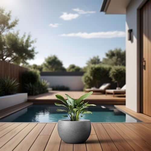 Kante Modern Home Minimalist 20" Dia Pale Gray Concrete Bowl Planter - Image 6