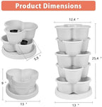 VECELO 5 Tier Vertical Garden Planter, Self Watering Stackable Planters with Wheels for Strawberries, Herbs, Flowers, Vegetables, White - Image 2