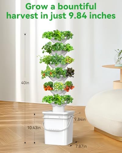 Vertical Hydroponics Growing System Kit, Indoor Outdoor Gardening System Kits, Herb & Fruits Growing Hydroponic Tower, 6 Layers (36 Pods) - Image 2