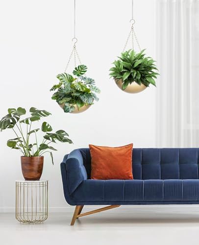 AceList 2 Pack Hanging Planter for Indoor Plants - Boho Metal Wall Planter 7.28 Inch with Hooks and Chins, Plant Hanger Decor for Window and Patio - Image 3