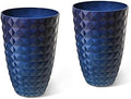 Glitzhome 19.75"H Tall Planters for Outdoor Plant,Tall Outdoor Planters with Drainage Holes,Faux Ceramic Diamond Textured,Large Gradient Cobalt Blue Planter Garden Flower Pots for Porch,Patio,Set of 2 by Glitzhome