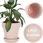 vensovo 8 Inch Pink Clay Pot for with Saucer - Large 2 Pcs Terra Cotta Plant Pot with Drainage Hole, Flower Pot with Tray, Terracotta Pot for Indoor Outdoor by vensovo