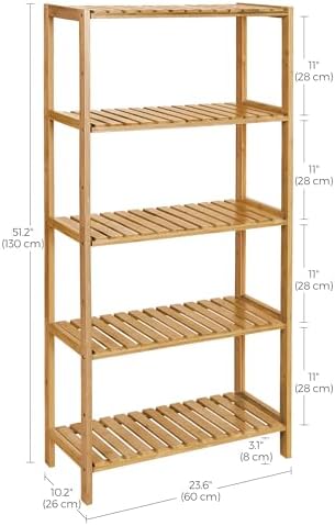 SONGMICS 5-Tier Bamboo Shelf, Freestanding Bathroom Storage Rack - Image 3
