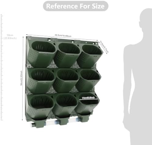 9 Pockets Greenstalk Vertical Planter, Wall Mounted Vertical Planter(Green) - Image 2