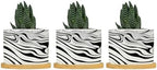 African Zebra Strip Print Ceramic Planter Black White Animal Strip Pots for Plants with Drainage Holes and Saucers Pot for Pots Outdoor Indoor Plants by BRUYU5SE