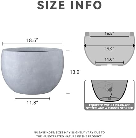 Kante Blue Gray Concrete Planter 20" Dia All-Weather Round Large Pot - Image 2