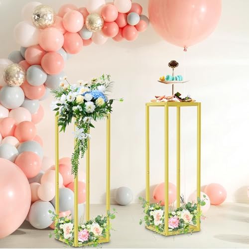 2pcs Cylinder Stands for Party, Gold Square 31.5 Inch - Image 5