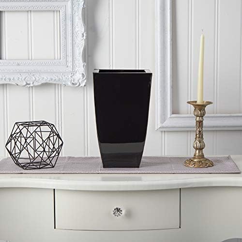 Nearly Natural 13 in Tapered Square Metal Planter Geometric Pot Room Decor - Image 3