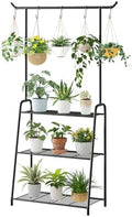Kitsanery Plant Stand Indoor Outdoor,Metal Plant Stands for Multiple Plants,3 Tier Tall Hanging Plant Shelf,Large Heavy Duty Flower Holder Ladder Plant for Living Room, Patio, Balcony (Black) by Kitsanery