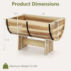 S AFSTAR 2 Pieces Acacia Wood Raised Garden Beds, Half-Barrel Planter Box with Legs, Drainage Gaps & Metal Bands, Rustic Plant Box Decorative Elevated Flower Pot for Indoor & Outdoor - Image 7
