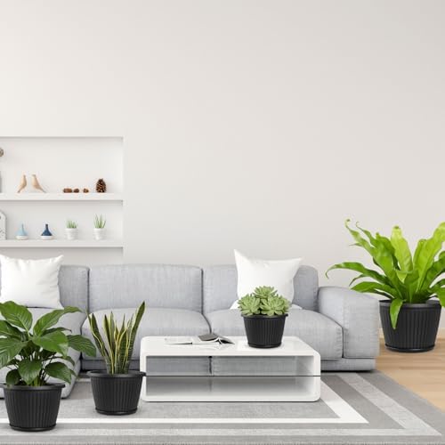 Fodetyff 14-inch-Plastic-Plant-Pots-with-Saucer, Flower Pots Containers for Indoor Outdoor Plants, Large Resin Planter with Drainage Holes and Saucers for Snake Plant Monstera - Image 3