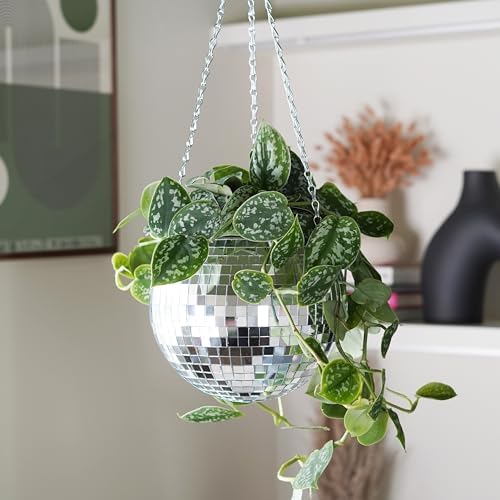 Bubblegum Stuff Disco Ball Hanging Planter (8 in) - Hanging Planters for Indoor Plants - Spherical Shaped Plant Pots with Mirrored Exterior - Available in 4-inch, 6-inch and 8-inch Sizes… - Image 2