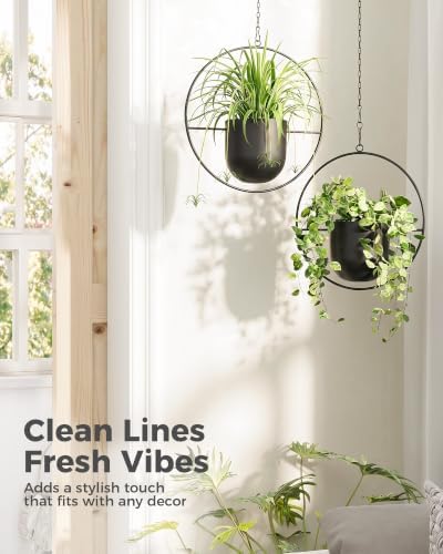 Bamworld Black Hanging Planters for Indoor Outdoor Plants Metal Hanging Pot - Image 7