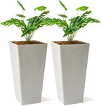 XBrand Modern 30-Inch Tall Square Planter, Modern Tapered Perfect for Indoor & Outdoor, Patio Décor, Set of 2, Gray by XBrandHomeGarden