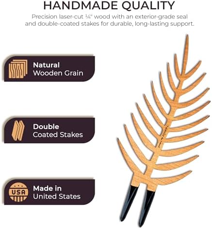 Treleaf Palmella Palm Leaf Inspired Wooden Trellis – Regular Size Indoor Plant Support for Climbing Plants – 12” Decorative Houseplant Trellis and Wooden Plant Stake for Potted Vines - Image 2