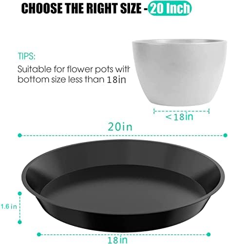6 Pack Plant Saucer 12 14 16 18 20 22 Inch Plastic Plant Tray, Sturdy and Durable Flower Pot Container Accessories Plant Pot Saucers for Indoor and Outdoor (20 Inch, Black) - Image 2
