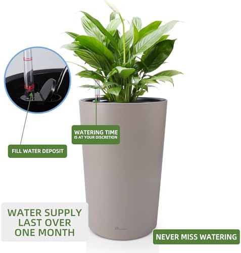 Dexceder 16x12 Self Watering Tall Planter (Taupe Matte) - Image 5