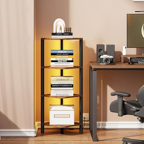 TUTOTAK Corner Shelf, 4-Tier Corner Bookshelf for Small Space - Image 4